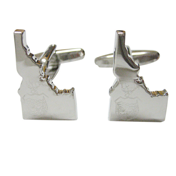 Idaho State Map Shape and Flag Design Cufflinks - Picture 1 of 2